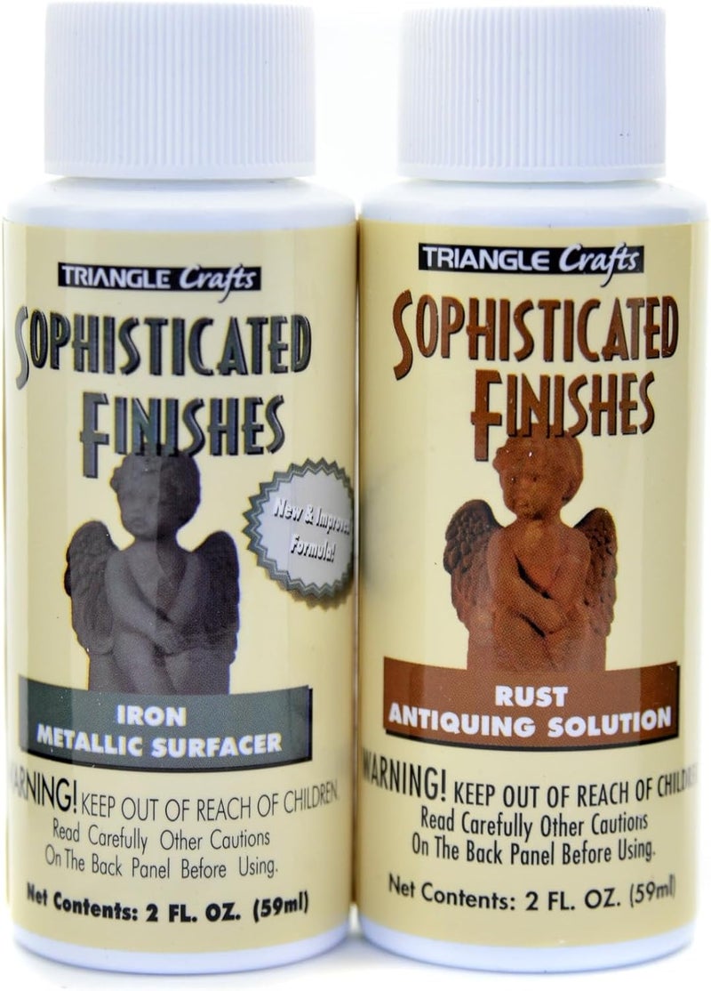 Triangle Coatings Sophisticated Finishes Rust Antiquing Set - Iron Metallic Surfacer and Rust Antiquing Solution - Image 1